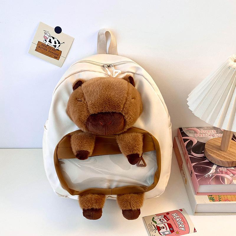 Kawai Capybara Rucksack Damen Großvolumiger Cartoon Lustiger Rucksack Soft Girl Cartoon Animation Studentenrucksack Leichte Liebestasche