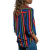European & American Striped V-Neck Chiffon Long Sleeve Women's Top