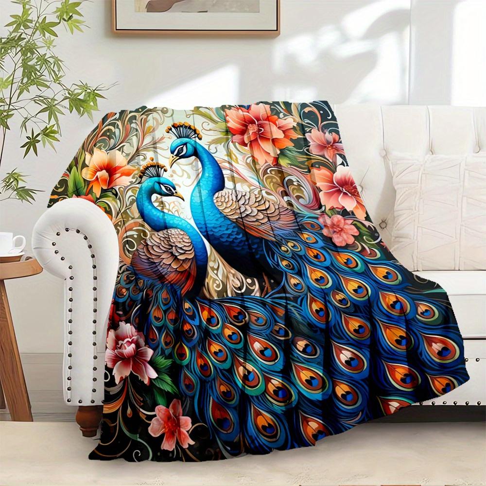 

1pc Flannel Throw Blanket, Peacock,Floral,ArtworkPattern Printed Blanket, Warm Cozy Soft Blanket For Couch Bed Sofa Car Office Trave179 80cm x 120cm