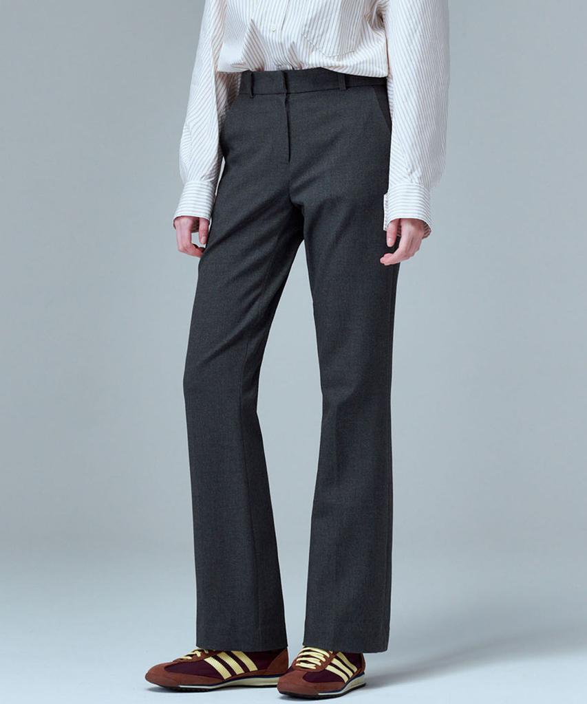 MALOUPE 2138 Brushed Stretch Slim Bootcut Pants (Dark Gray)