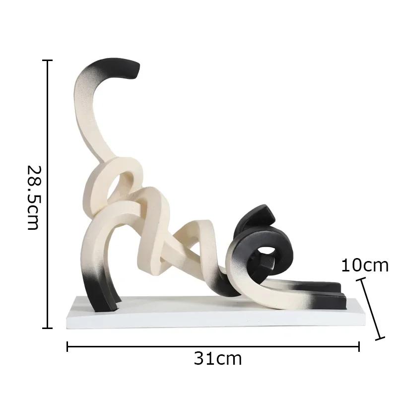 Creative Twisted Line Cat Sculpture Ornaments Desk Decoration Modern Crafts Abstract Cat Resin Statue Room Aesthetics Decor