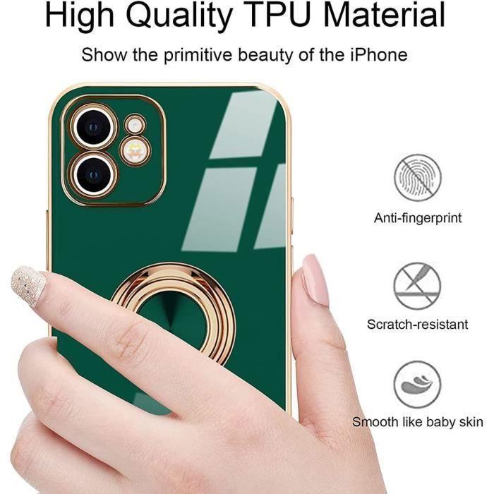 Schutzhülle - E.F.CONNECTION - für iPhone 13 Pro - Nachtgrün - Weiches TPU - Goldener Rand