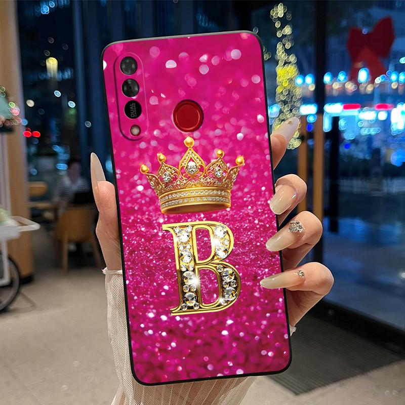Luxurious Golden Crown Case For Itel S15 S15 Pro Fashion A To Z Initial Letter Couple Shockproof Soft Silicone Black Casing Itel S15