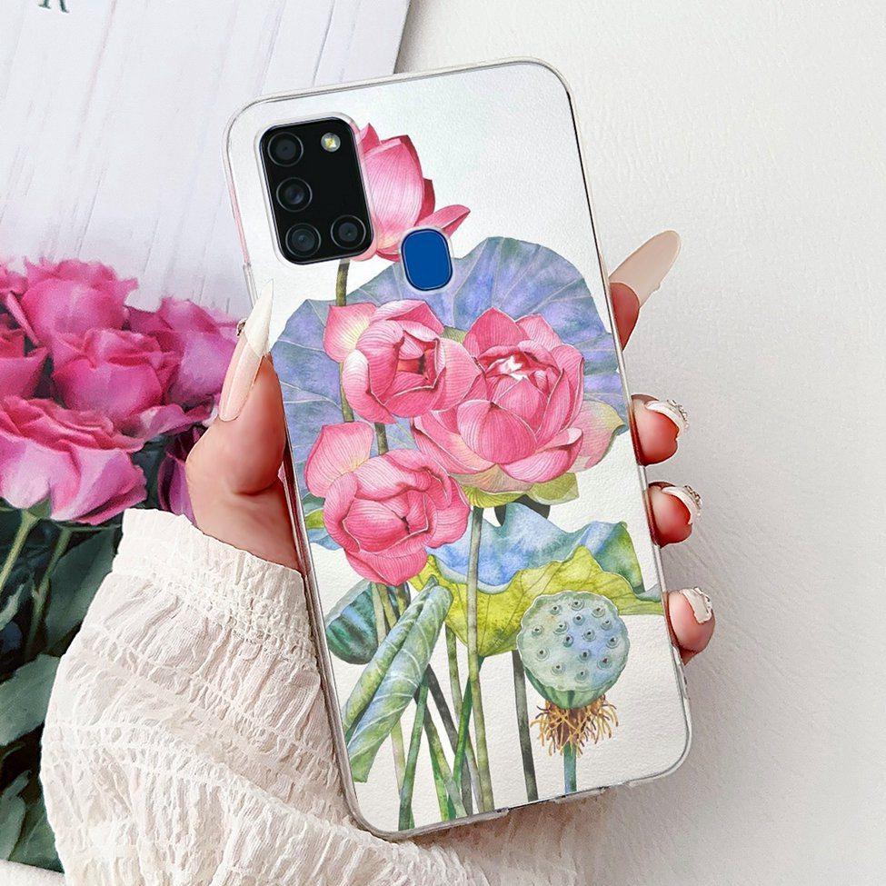 For Samsung A21s Case Cover Clear Fashion Luxury Cute Painted Back Cover For Samsung Galaxy A21s Phone Case A217F A217M A217N