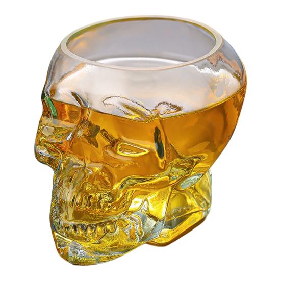 Skleněná karafka ve tvaru lebky, 3D gotická láhev na whisky se zátkou, Nový dávkovač likérů pro domácí bar, Halloweenský dárek