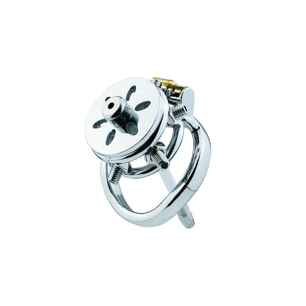Stainless Steel Men's Short Flat Lock Metal CB Lock Urethral Chastity Belt Rivets Penis Cage Sex Toy Cuckold Cock Rings