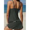 European & American Women's Halter V-Neck Backless Skirted Two-Piece Swimsuit