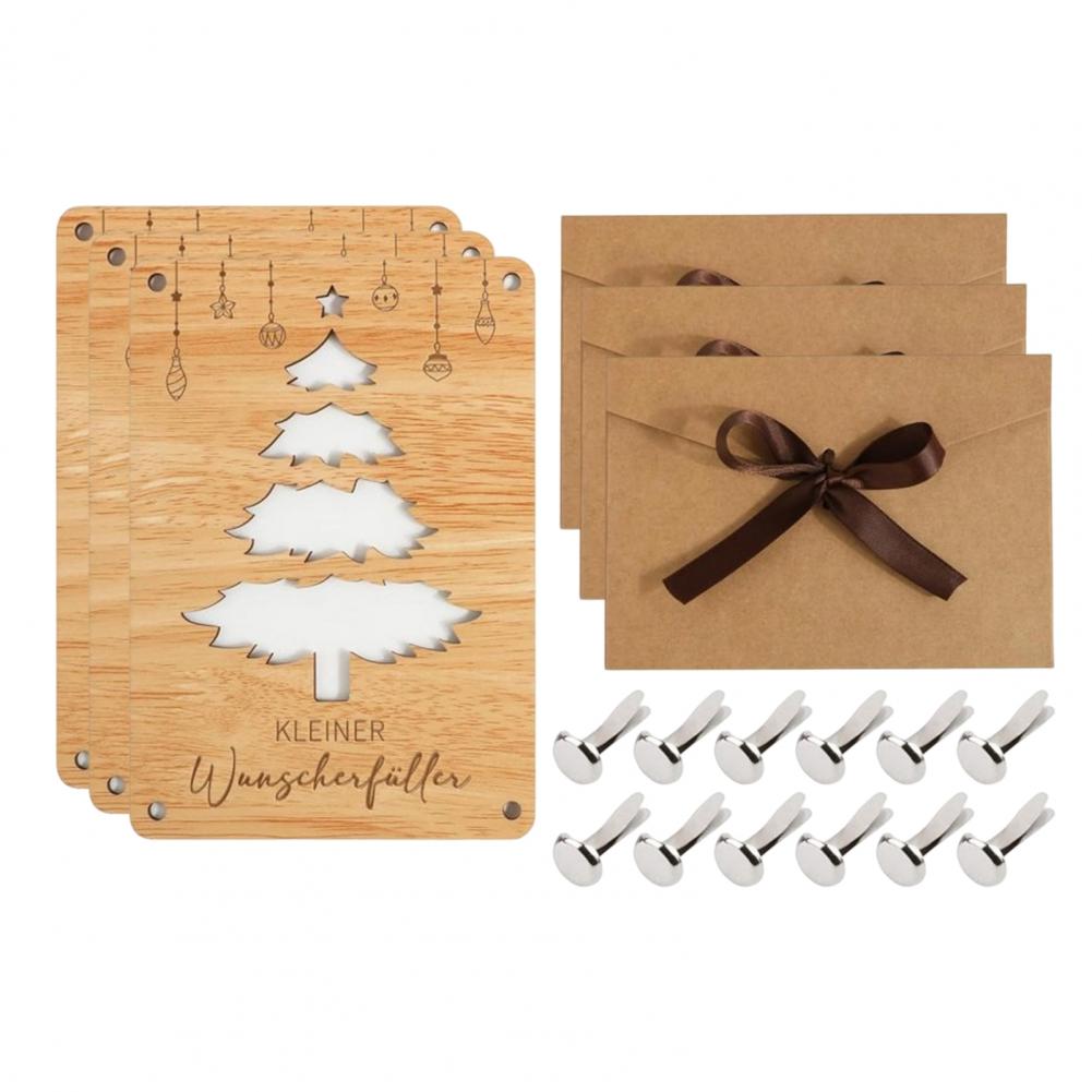 Wooden Christmas Tree Decoration Family Christmas Decor Traditional Blessings Engraved Money Tree Board Double-sided for Money