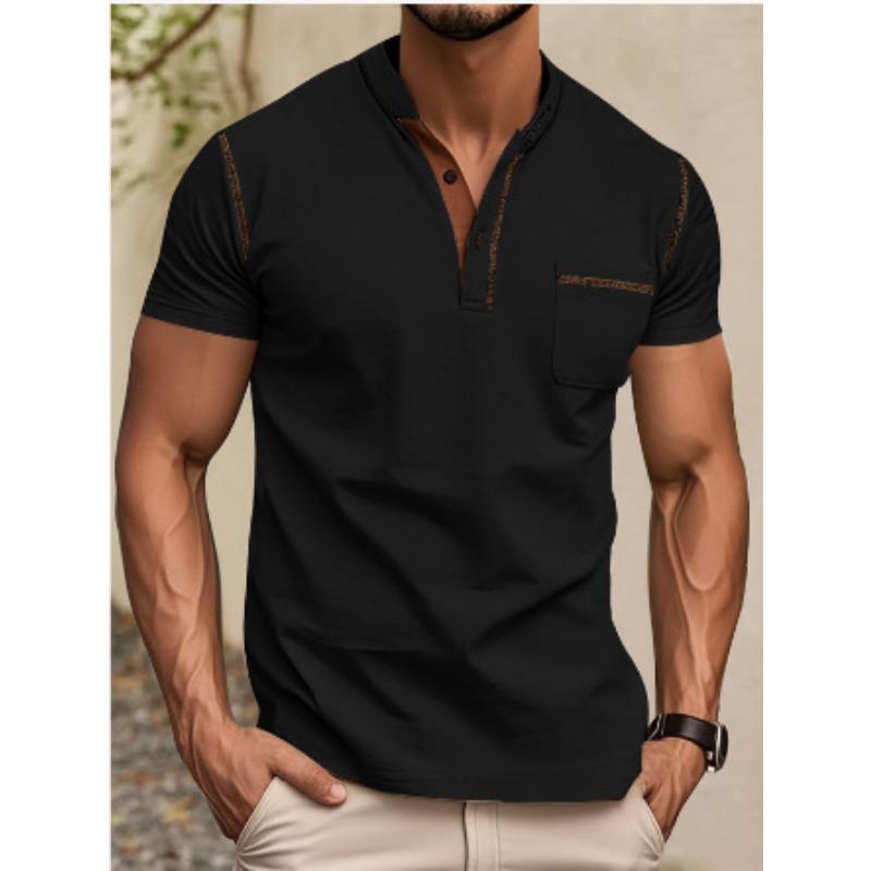 Men's Short Sleeved T-shirt Summer Youth Sports Leisure Quick Drying Stand Up Collar Pearl Cotton Polo Shirt