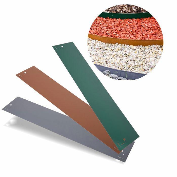 Bordure de Jardin en métal Alu/Zinc - ICH-ZAPFE.DE - H 13,5 cm x L 120 cm - Gris