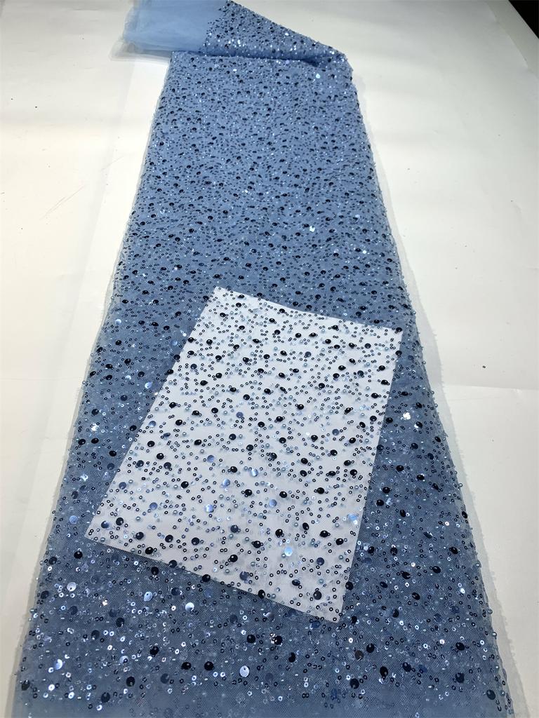 Luxury French Mesh Lace Beads Fabric 2025 High Quality African Nigerian Sequins Lace Lace For Women Wedding Party Dresses Sewing