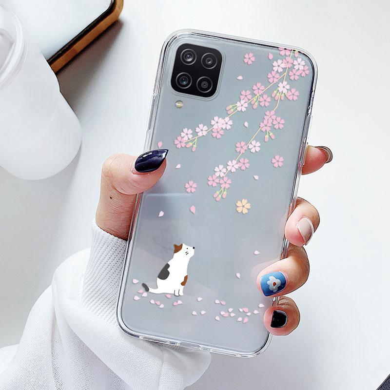 Phone Case For Samsung A12 M12 F12 Floral Silicon Cover For Samsung Galaxy A12 5G Fundas Coque Transparent Soft Capas Flower TPU