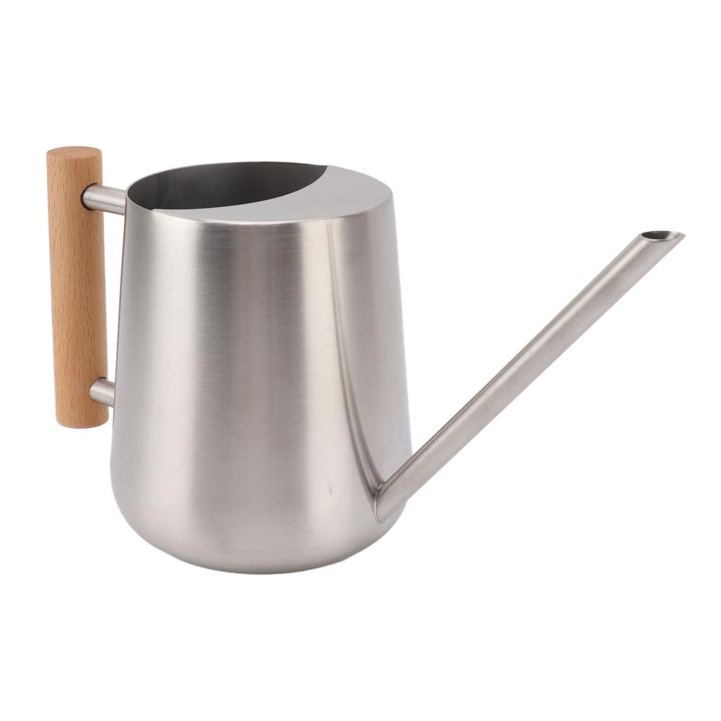 Watering Can 900ml Stainless Steel Long Spout Wooden Handle Elegant Flower Watering Pot for Garden