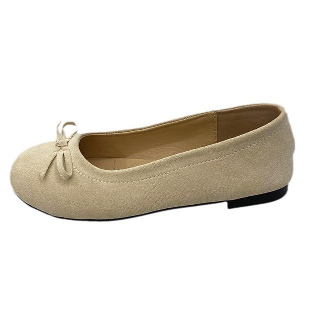 2025 Autumn New Retro Gentle Soft-soled Ballet Shoes Shallow Mouth Flat-soled Bow Matte Velvet Round Head Single Shoes Women