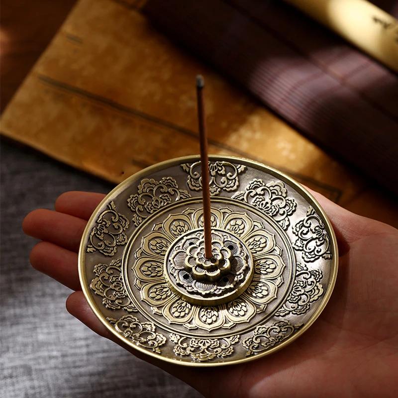 YXY 2 In 1 Metal Incense Burner Dragon and Phoenix Incense Sticks Holder Selectable Copper Gourd Coil Incense Base 10cm Ashtray