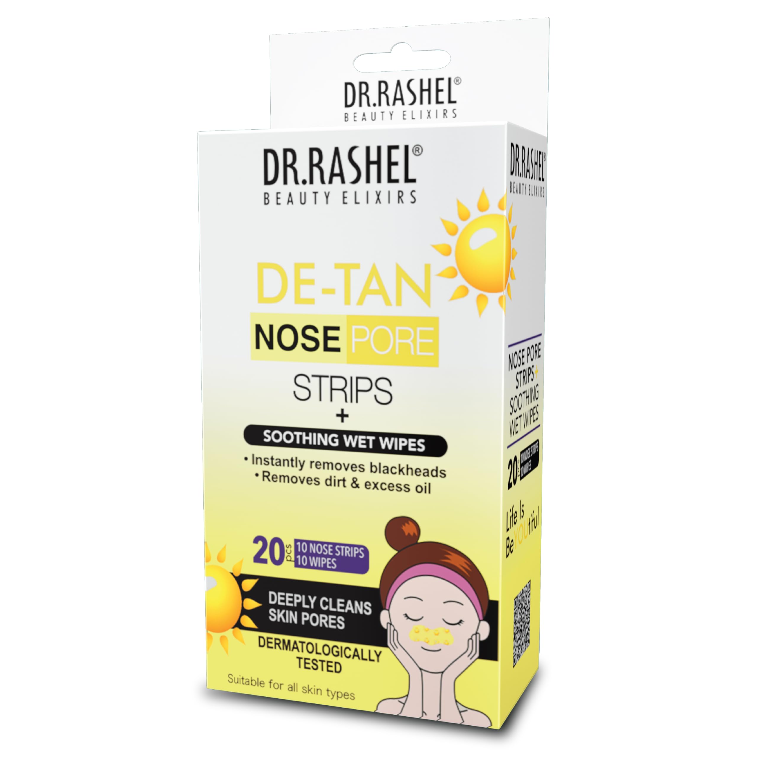DR.RASHEL De-tan Nose Pore Strips | Blackhead Remover | Deep Cleansing Pore Care | Instant & Painless Blackhead Removal | Purifying Strips for Cl