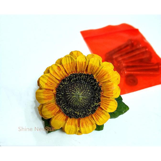 SnS Sunflower Vintage Kitchen Resin Drawer Pulls Cabinet Knobs Handles Country Home Decoration (Pack of 6)