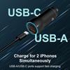 iPhone 17 16 15 Car Charger, [Apple MFi Certified] USB C Car Charger 43W Fast Charging with 3.3 FT Type C to C Cable, USB Car Adapter for iPhone