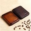 Genuine Leather Rfid Protection Wallets for Men Vintage Thin Short Multi Function ID Credit Card Holder Money Bag