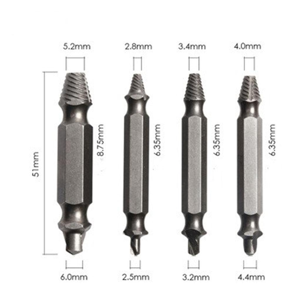 4pcs Damaged Screw Extractor Drill Bits Set Broken Speed Out Easy Out Bolt Stud Stripped Screw Remover Tool