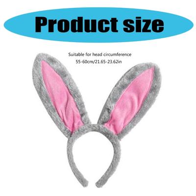 Animal Hair Hoop Set Plush Rabbit Ears Hairband Easter Rabbit Ears Hair Bands Bowtie Tail Set for Wedding Birthday