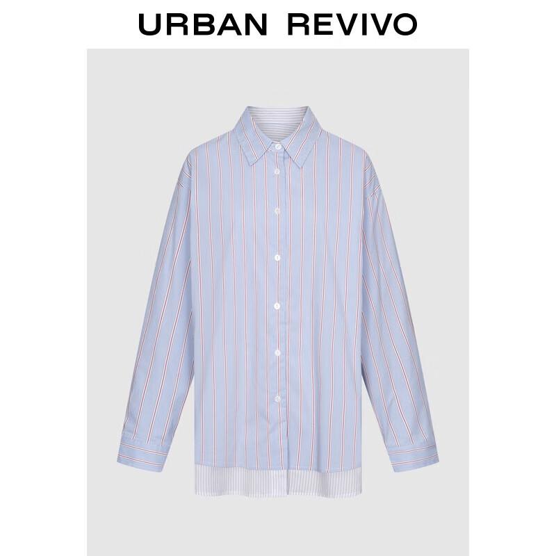 UR 2025 Autumn Women s Striped Loose Open-Front Shirt M