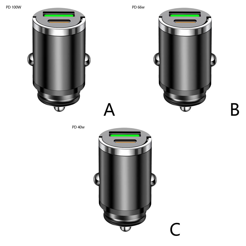 100W/66W/40W Mini Car Charger Dual Ports USB Type C Car Phone Charger Fast Charging For IPhone QC3.0 For Xiaomi H8K2