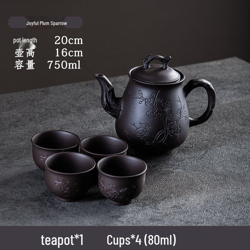 Large Capacity Handmade Yixing Zisha Teapot with Ceramic Teacup Set