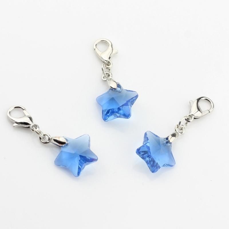 Five-Pointed Star Crystal Beads Tassels Charm Lobster Clasp Pendant for DIY Keychain Necklace Jewelry Making Tool