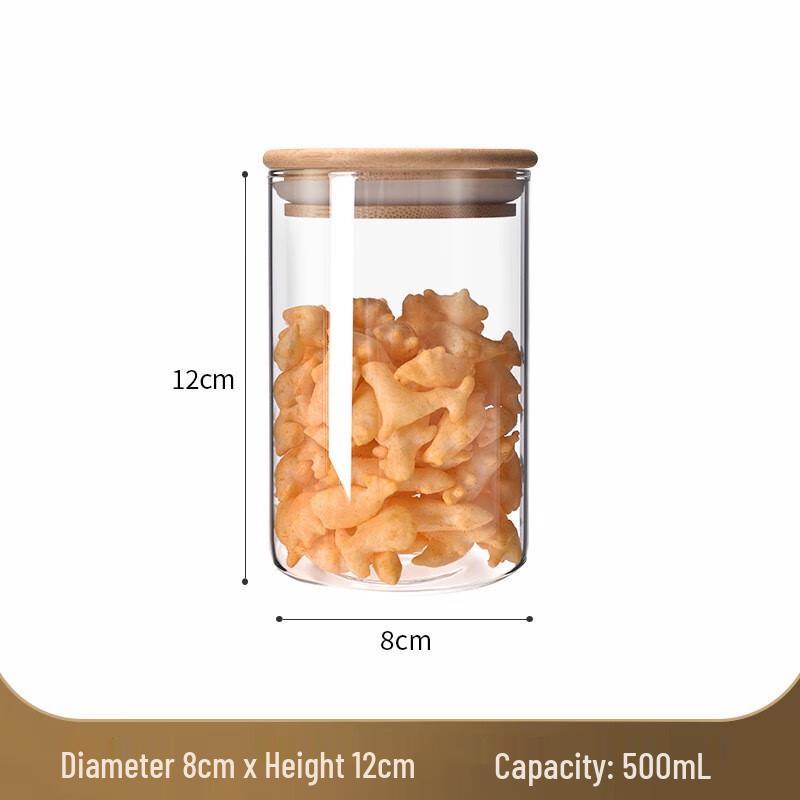Glass Food Storage Jar with Bamboo Lid 500ml