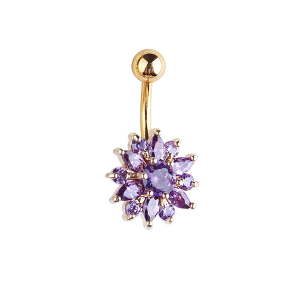 Flower Rhinestone Crystal Barbells Navel Belly Bar Button Ring Body Piercing Jewellery