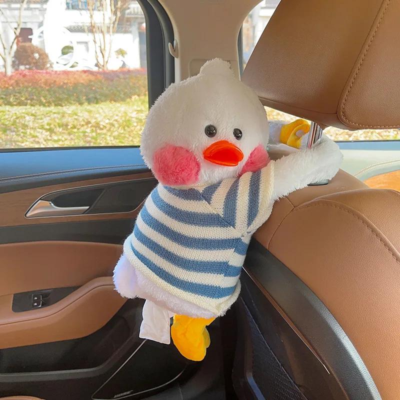 Soft Plush Tissue Box Cute Pet Hanging Car Paper Tower Box Creative Plush Doll Tissue Box In-car Armrest Doll Decoration