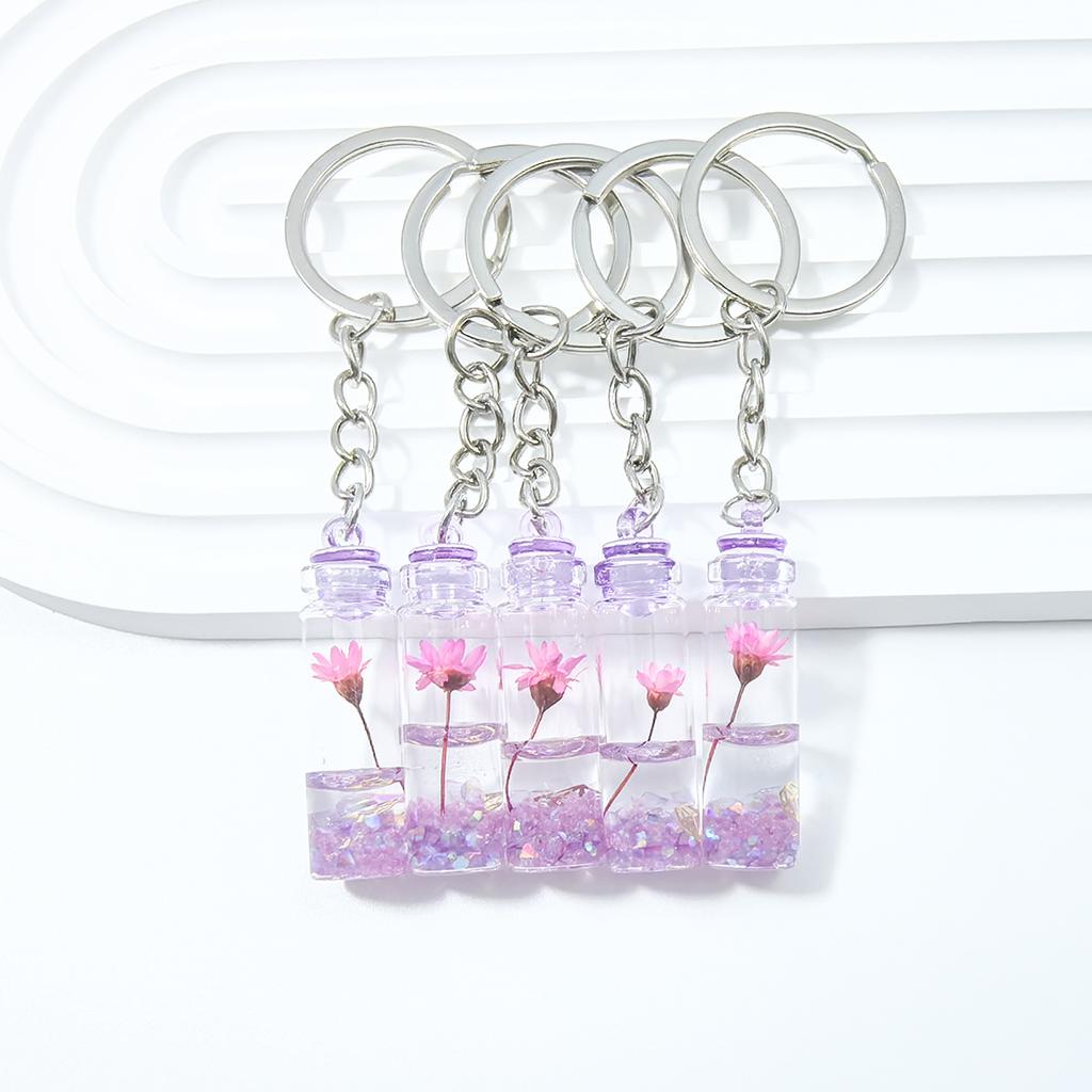 5 Pcs Creative Luminous Wishing Bottle Keychain Immortal Flower Bottle Pendant Couple Family Keychain Pendant