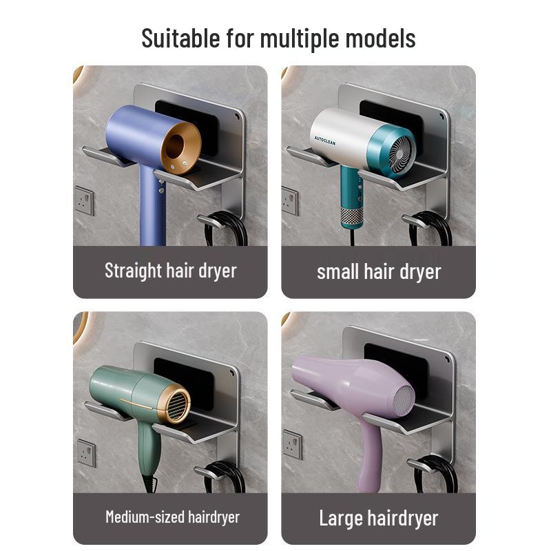 Wall-Mounted Electric Hair Dryer Holder with Cord Wrap