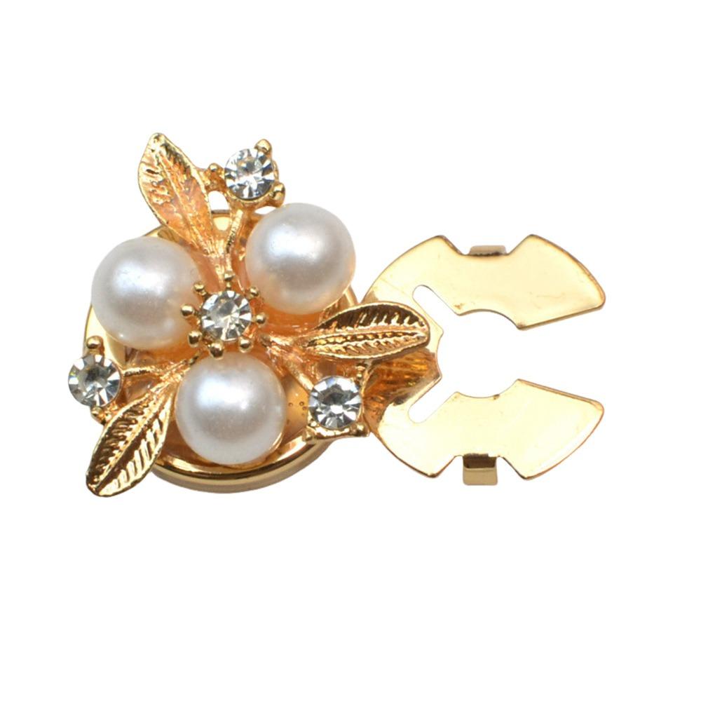 1PC Alloy Pearl Round Shirt Buckle Rhinestone Flower Cufflinksble  for Shirt Dress Decoration