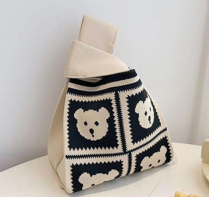 Panda Knit Women's Cross-Border Wrist Tote Handbag