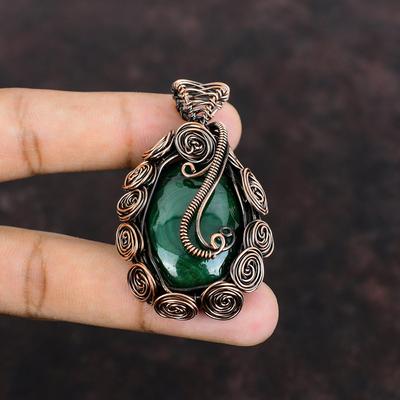 Pendentif Malachite Pendentif Enveloppé de Fil de Cuivre Pendentif Pierre Précieuse Pendentif Fait Main Bijou Enveloppé de Fil de Cuivre Cadeau pour Mère Pendentifs Élégants