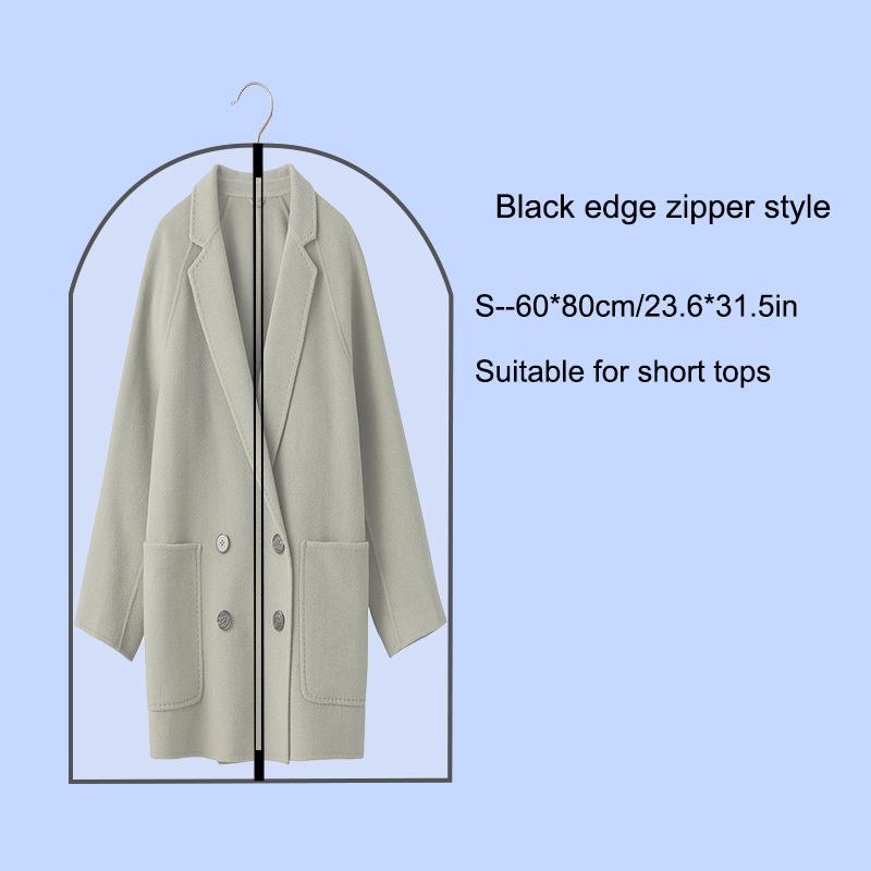 1Pcs Clothes Dust Cover White/Black Fully Enclosed Washable Dust Bag Peva Household Dust Cover With Zipper Coat Suit Cover