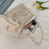 Summer Hollow Woven Shoulder Bags Women's New Casual Beach Bag Versatile Lace Design Commuting Shoulder Tote Bag AVE