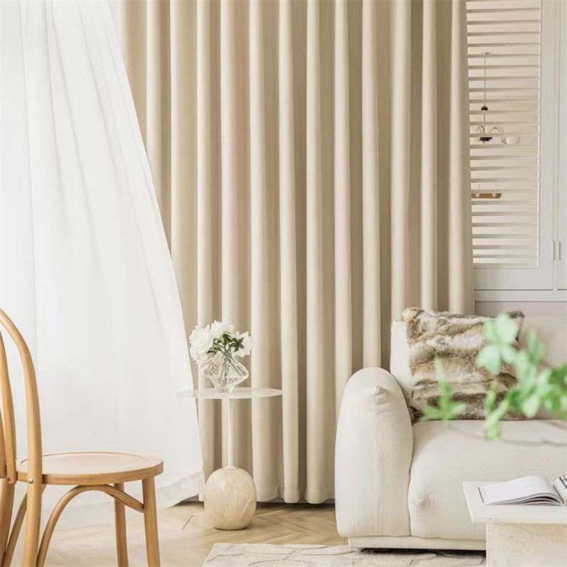 Sýr Kašmír Žinylka Zatemňovací závěsy Krémová barva Světlá Luxusní Jednoduchý Moderní Obývací pokoj Ložnice