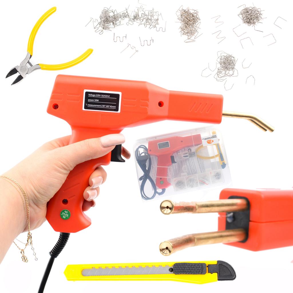 Rosfix Spawarka Plastiku 858D – Wysoka Moc 700W | Zestaw 300g Spoiw i 4 Dysze | Zszywacz do Plastiku z 200 Zszywkami