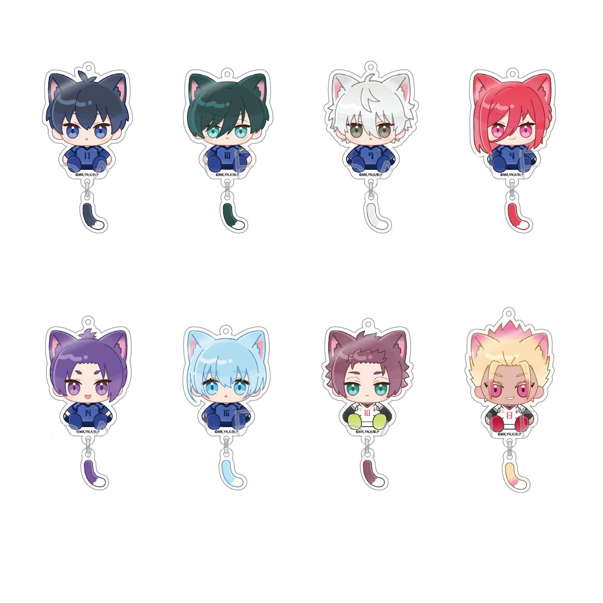 Blue Rock dangling acrylic keychains, box of 8