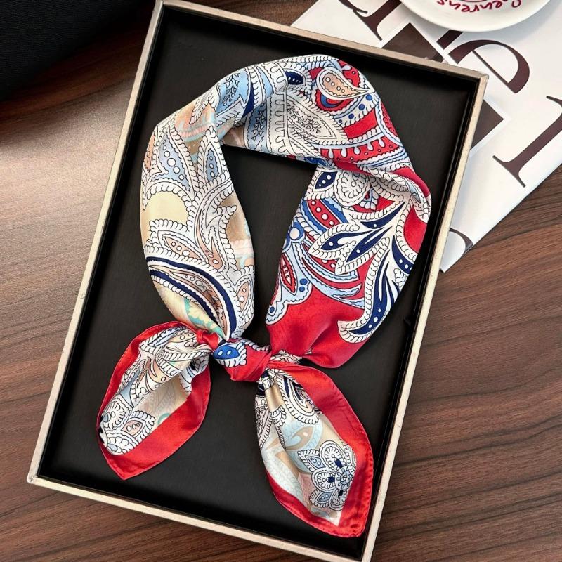 Polka Dot Silk Scarf Square Scarf High-end New Versatile Decorative Scarf Scarf Scarf Neck Cashew Flower Scarf Shawl Can Be Used As a Tube Top