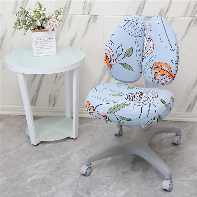 Elastic Double Back Children Study Chair Cover Elastic Student Writing Rotating Lift Chair Protector Cover Seat Backrest Case