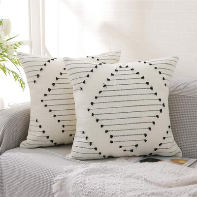 Nordic Cotton Woven Bohemian Tufted Pillow Case Lumbar Pillow Sofa Bedside Cushion Bedroom Decorative Pillow