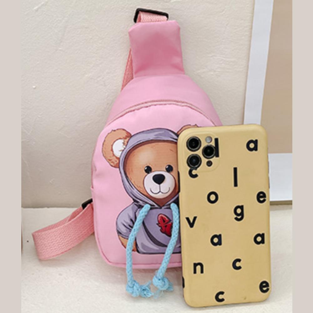 Teddybjørn miniveske skulderveske barneskoleveske mobiltelefonoppbevaring kryssveske