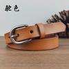 Women'S Belt Thin First Layer Cowhide Casual Hand-Polished Pin Buckle Belt Retro Leather Belt