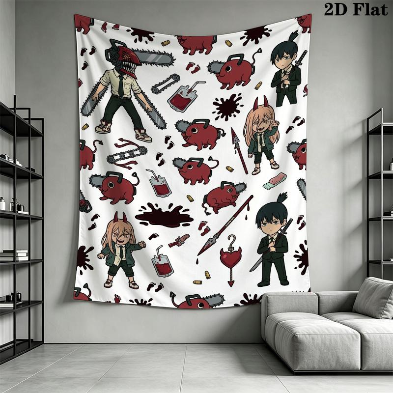 Chainsaw Man Wall Tapestry Aesthetic Wall Hanging Printed Fabric Blanket Decorative Tapestries for Bedroom Living Room Home Decor