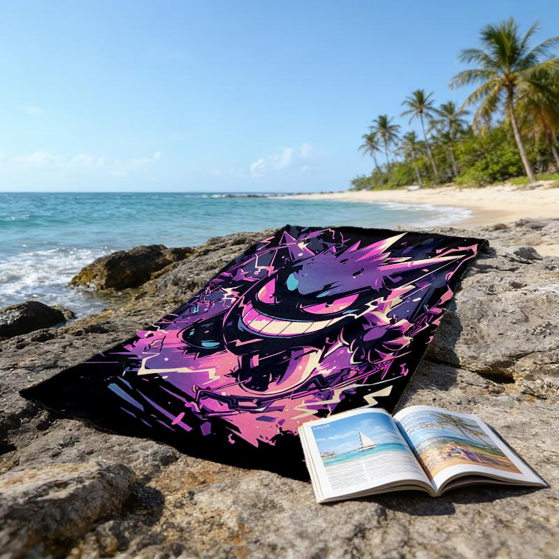 1pc Gengar1 Beach Towel, Beach and Seaside Swimming Pool Equipment, Fashion Pattern, Rectangular, Travel Essentials