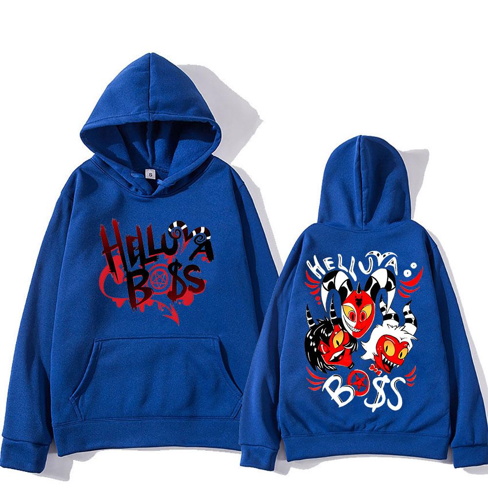 Helluva Boss Kapuzenpullover mit Anime-Print, Cartoon, bequem, langärmelig, Harajuku, Kawaii-Kleidung, Sudaderas, süßer Fleece-Kapuzenpullover